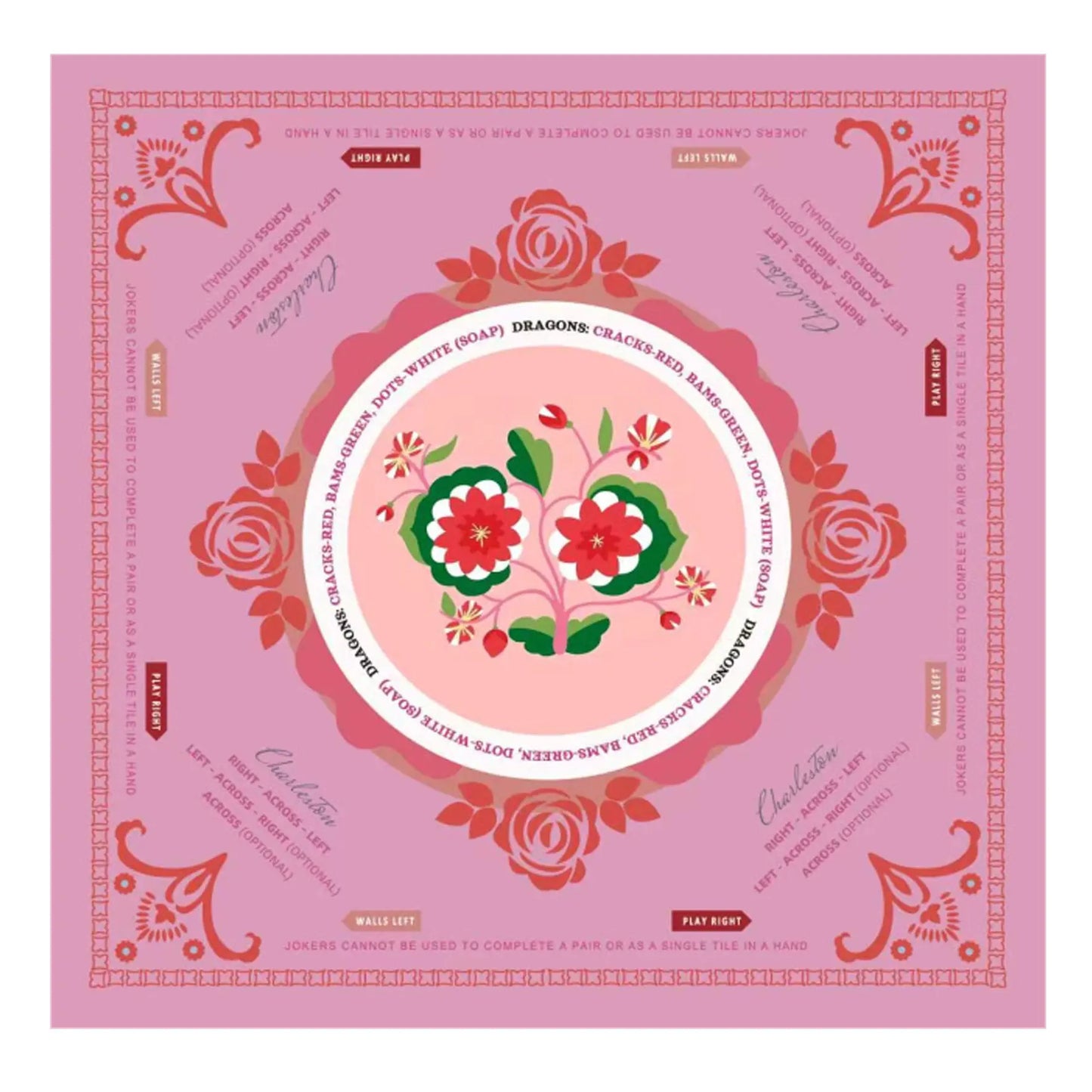 Pink Rose Waterproof Mahjong Mat