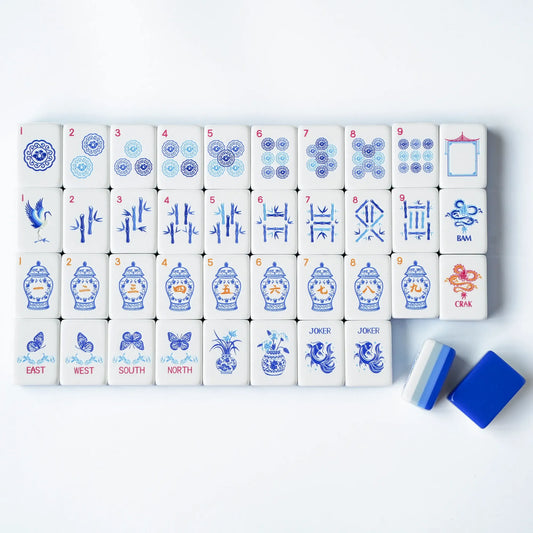 Blue White Chinoiserie Mahjong Set