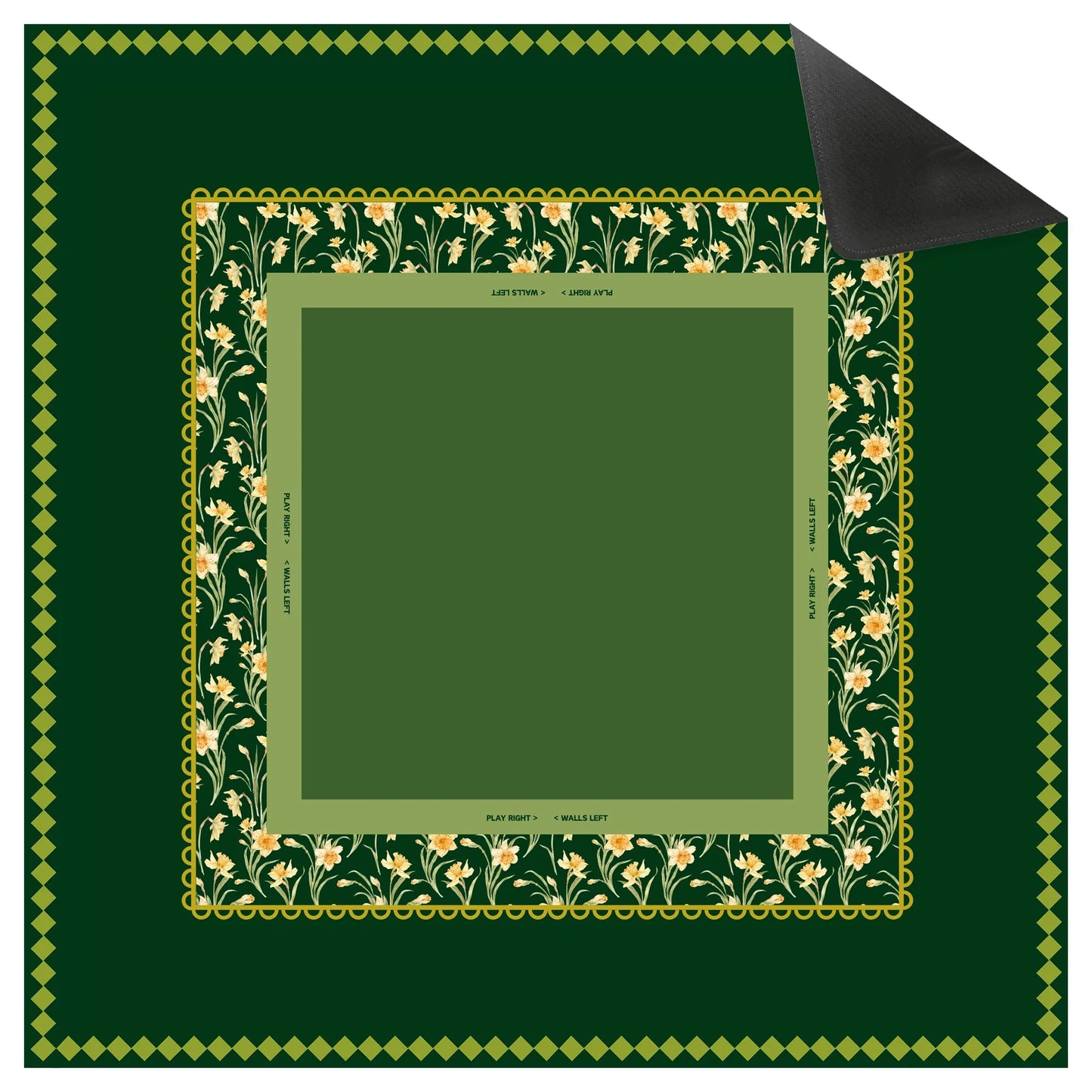 Hunter Green Estate Daffodil Mahjong Mat