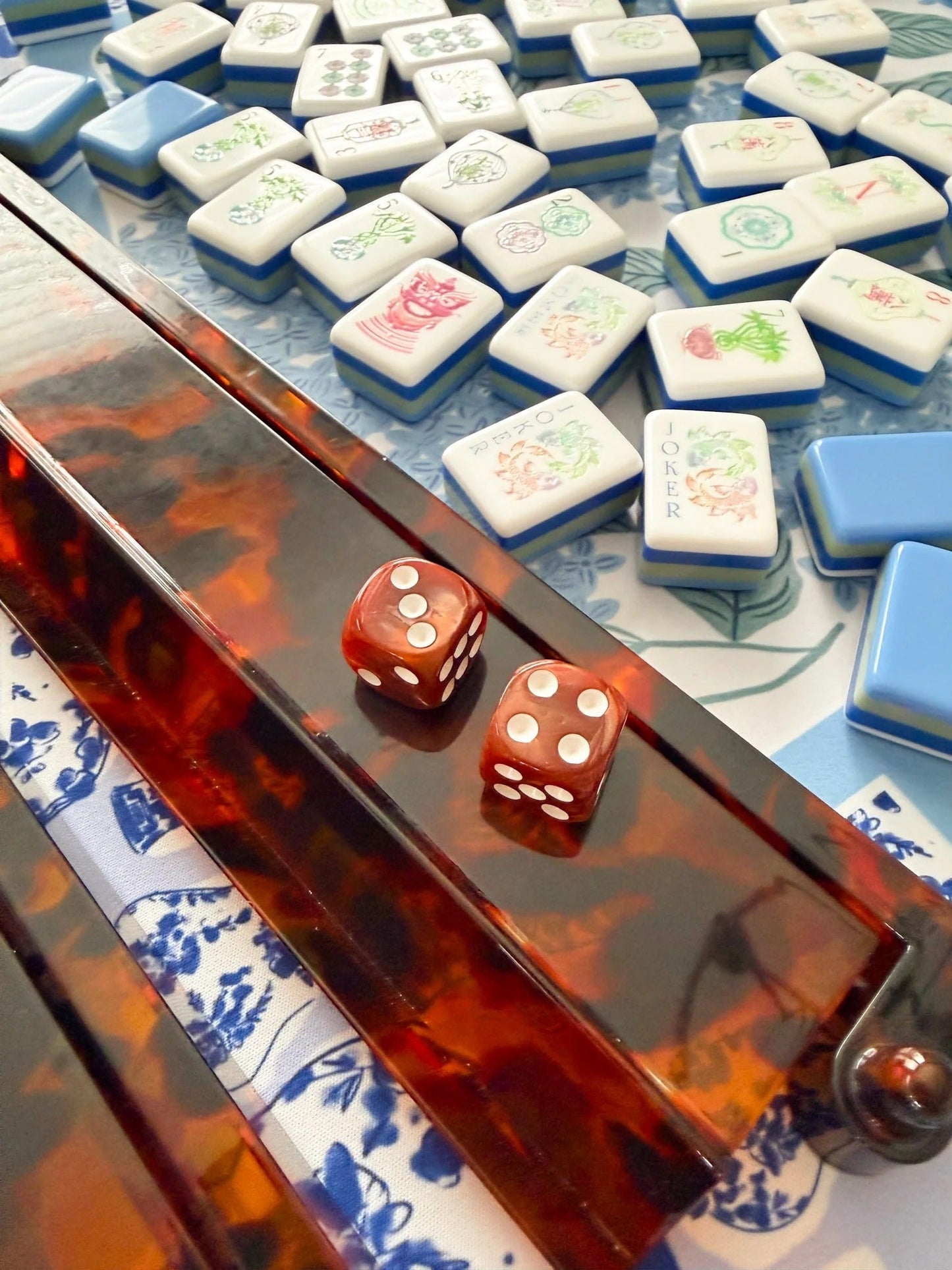 Terracotta Brown Acrylic Mahjong Dice