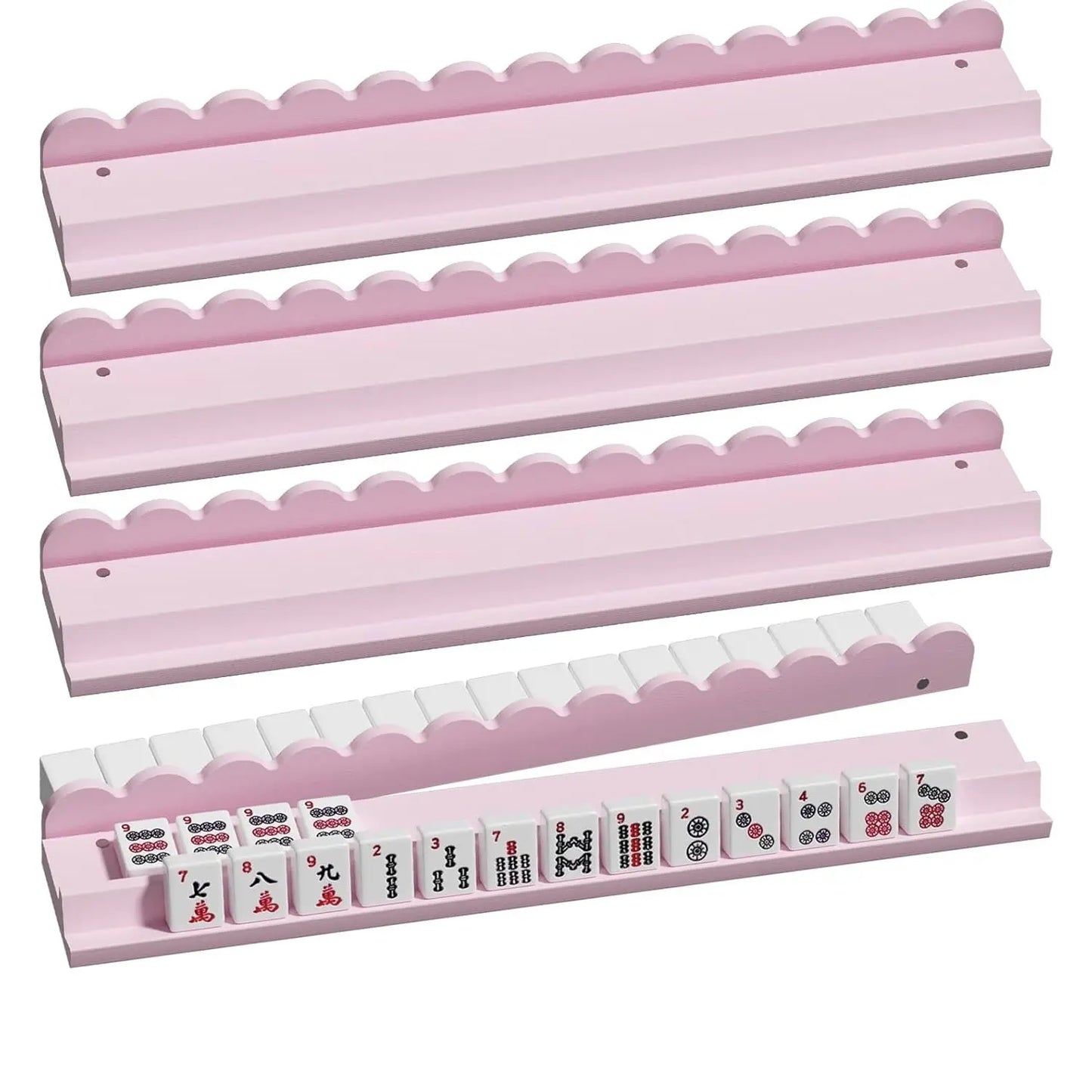 20" Wooden Mahjong Racks with Pushers 4-Pack