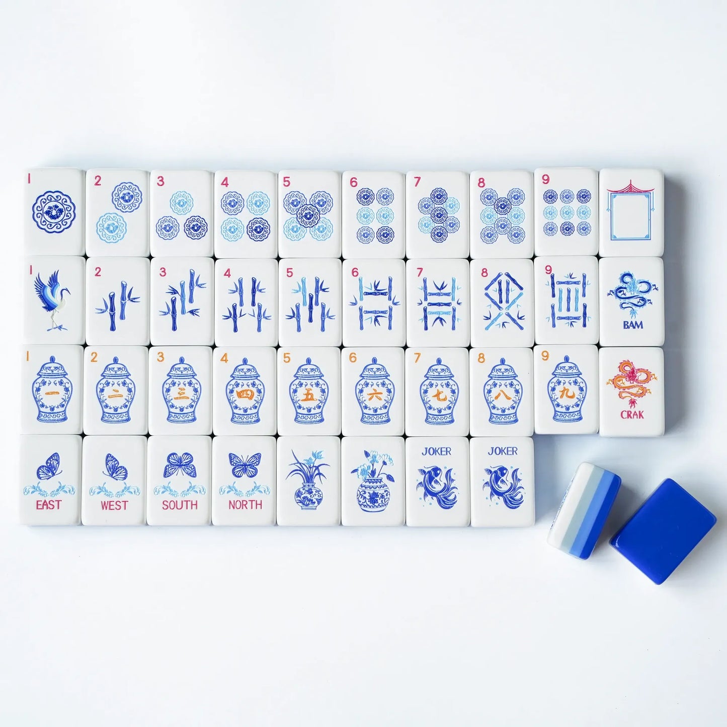 Blue White Chinoiserie Mahjong Set