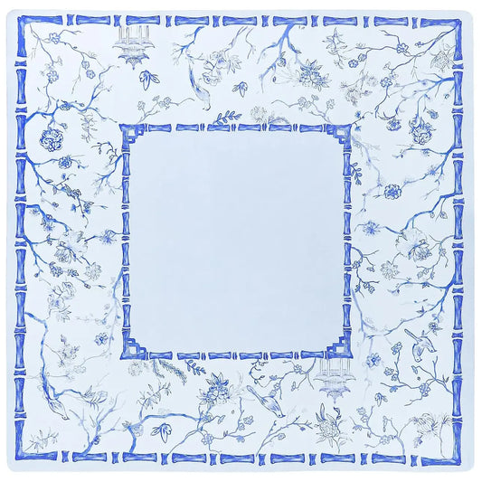 Blue White Chinoiserie Bamboo Mahjong Mat