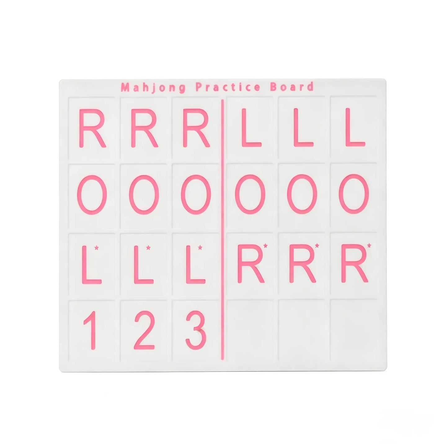 White 3D printed PLA American Mahjong practice board featuring pink lettering, a top title, and a pink center divider line for Charleston passing.